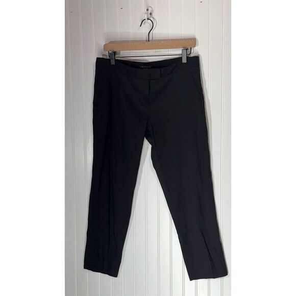 Theory Ibbey C Black Linen Blend Tapered Ankle Pants 10 Workwear Quiet Luxury - Picture 1 of 6